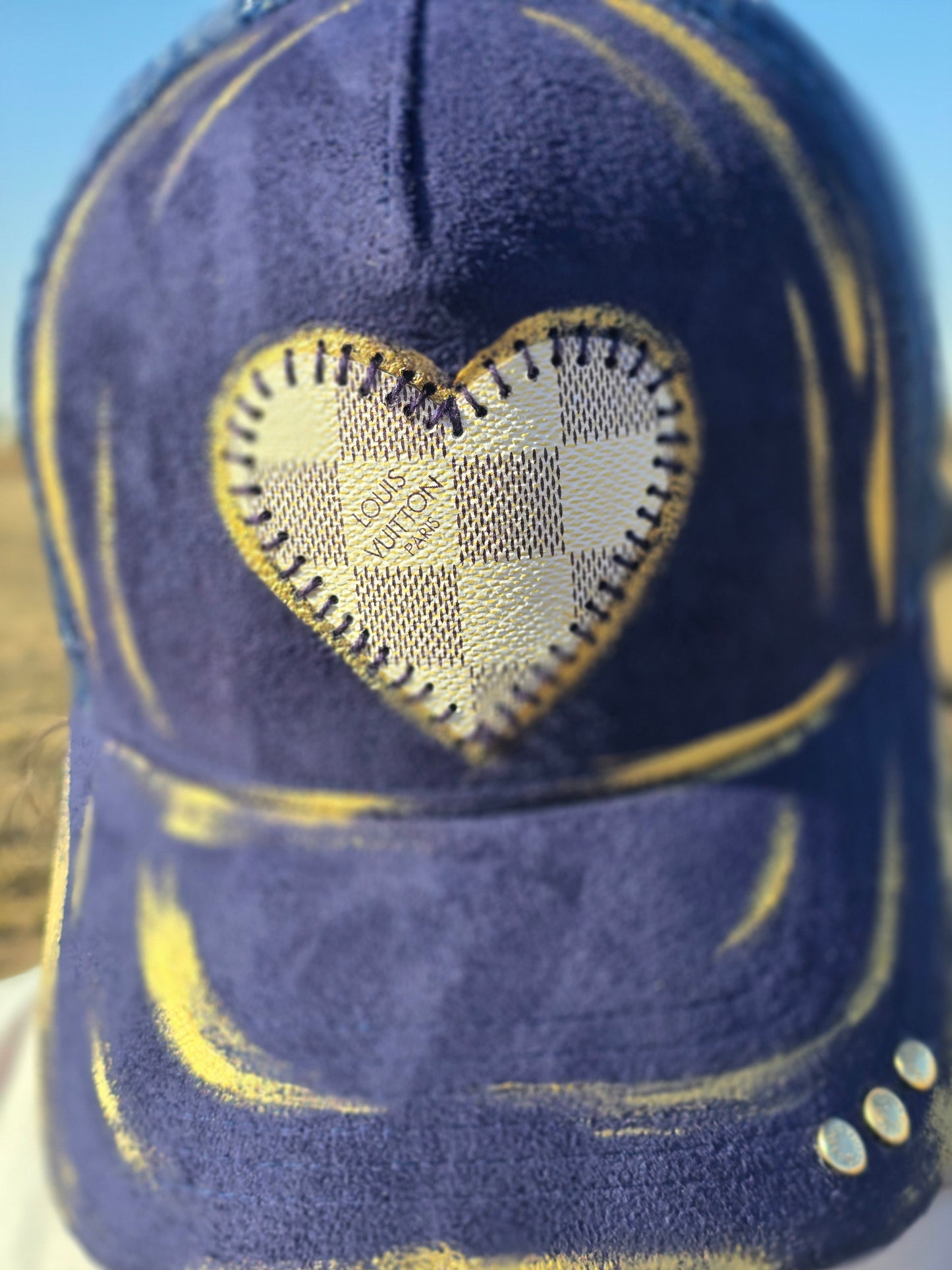 Navy and Gold Louie Trucker