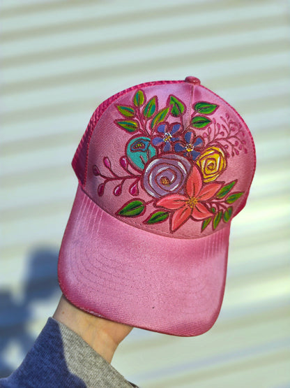 Pink Floral Trucker