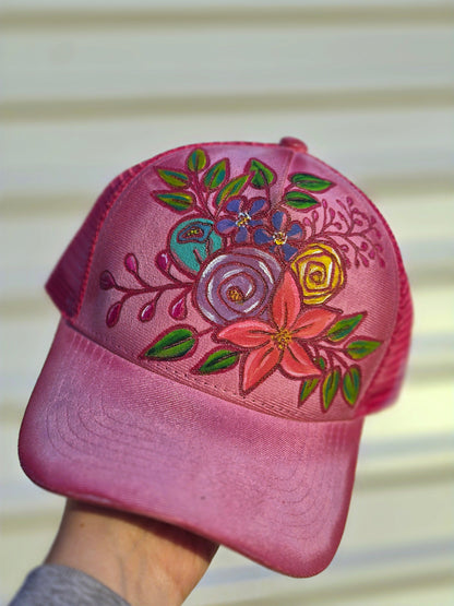 Pink Floral Trucker