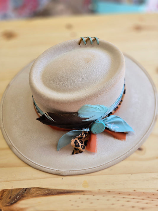 Ivory Cheetah Boater Hat
