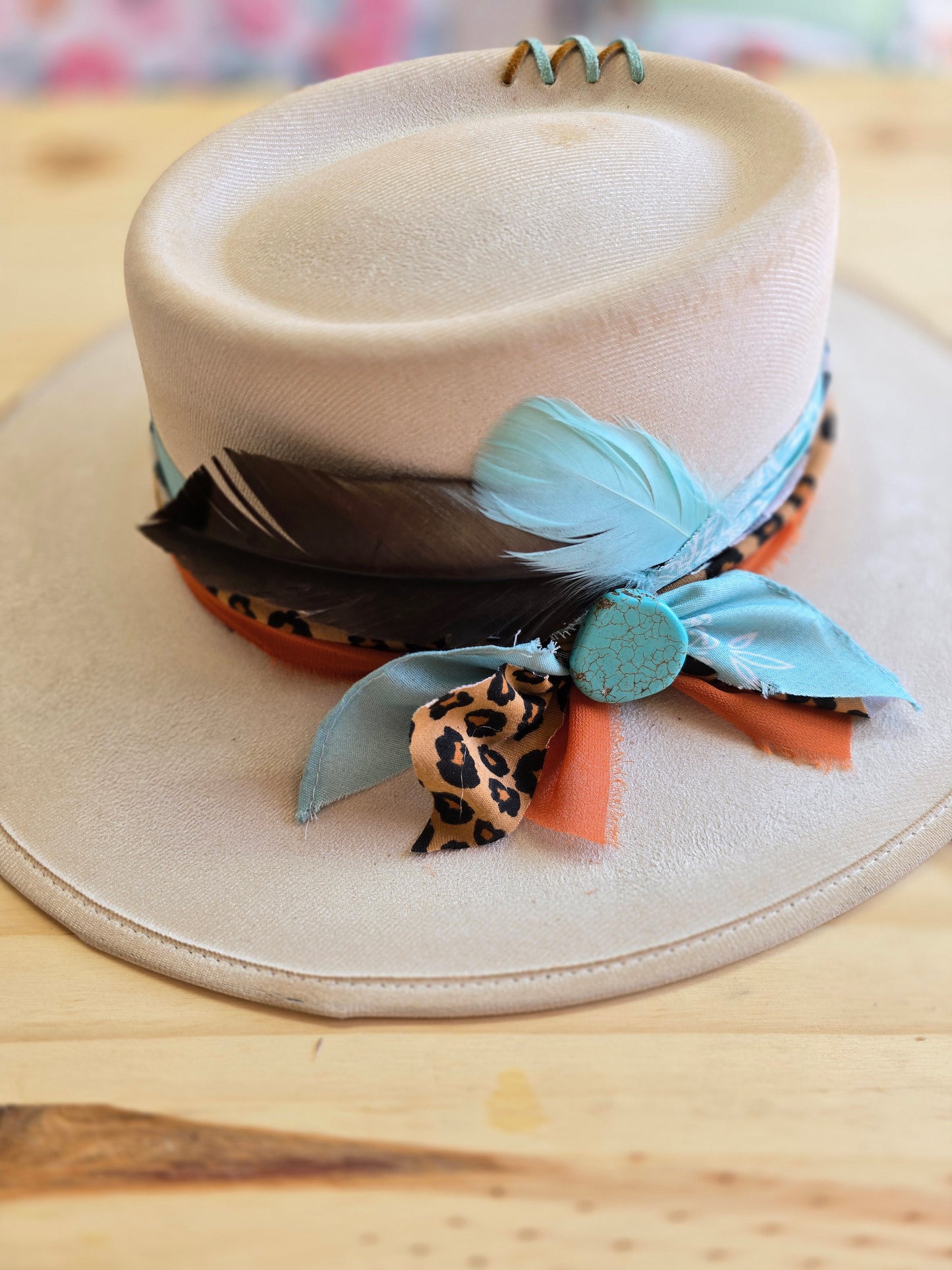 Ivory Cheetah Boater Hat