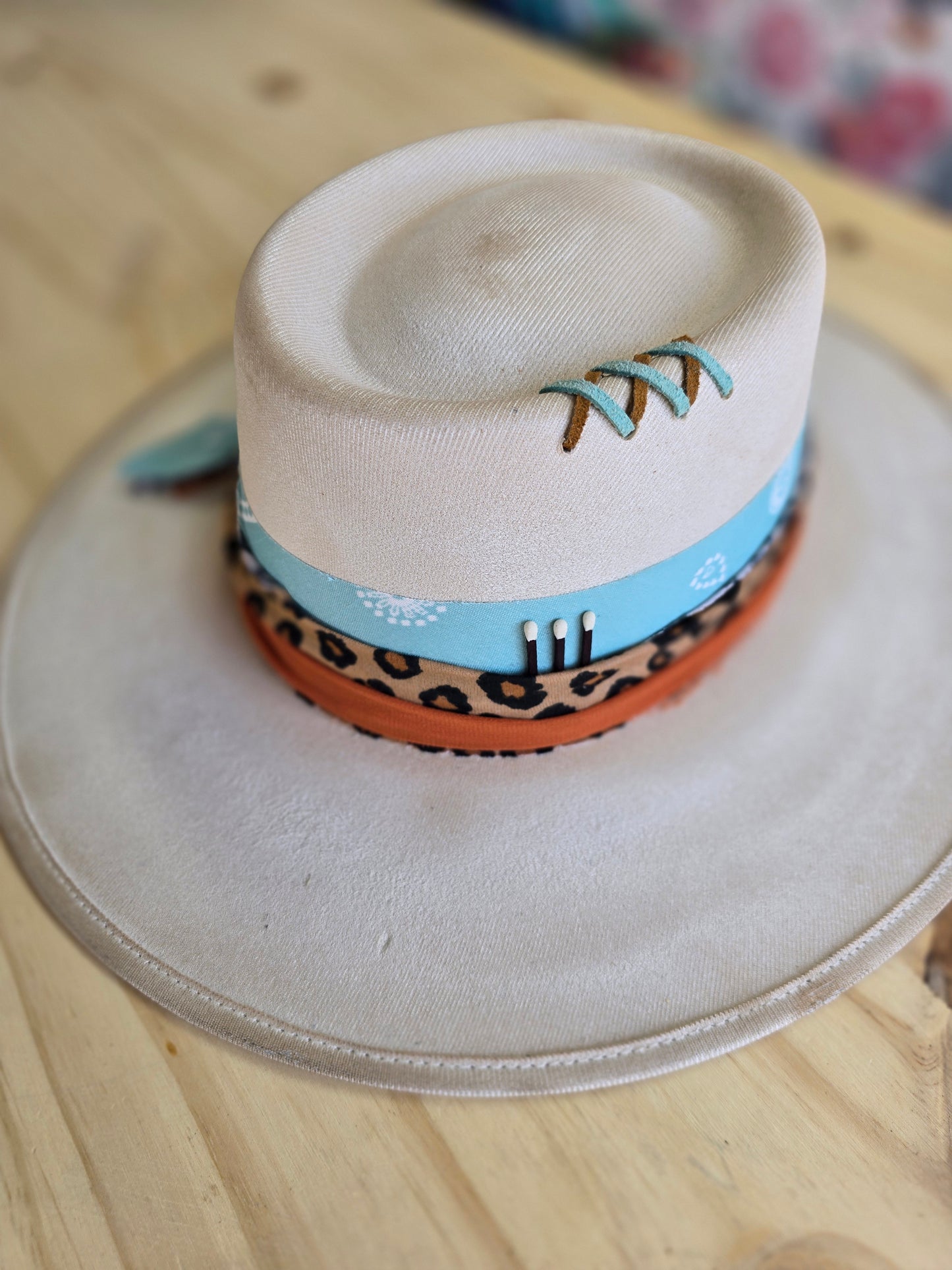 Ivory Cheetah Boater Hat