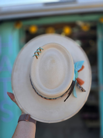Ivory Cheetah Boater Hat