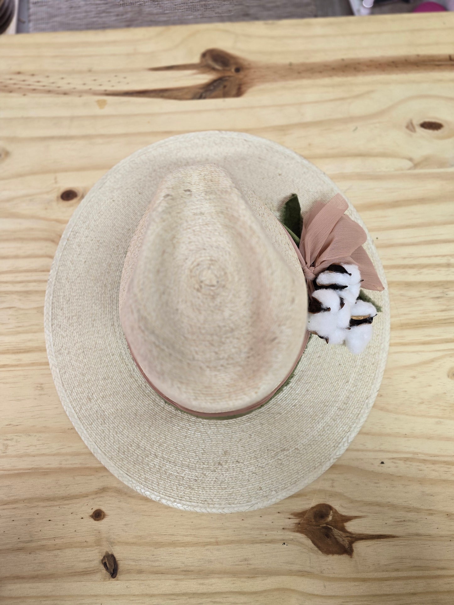 Pink & Green Cotton Straw