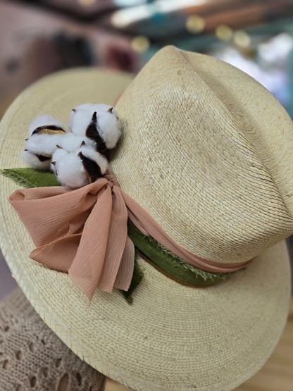 Pink & Green Cotton Straw