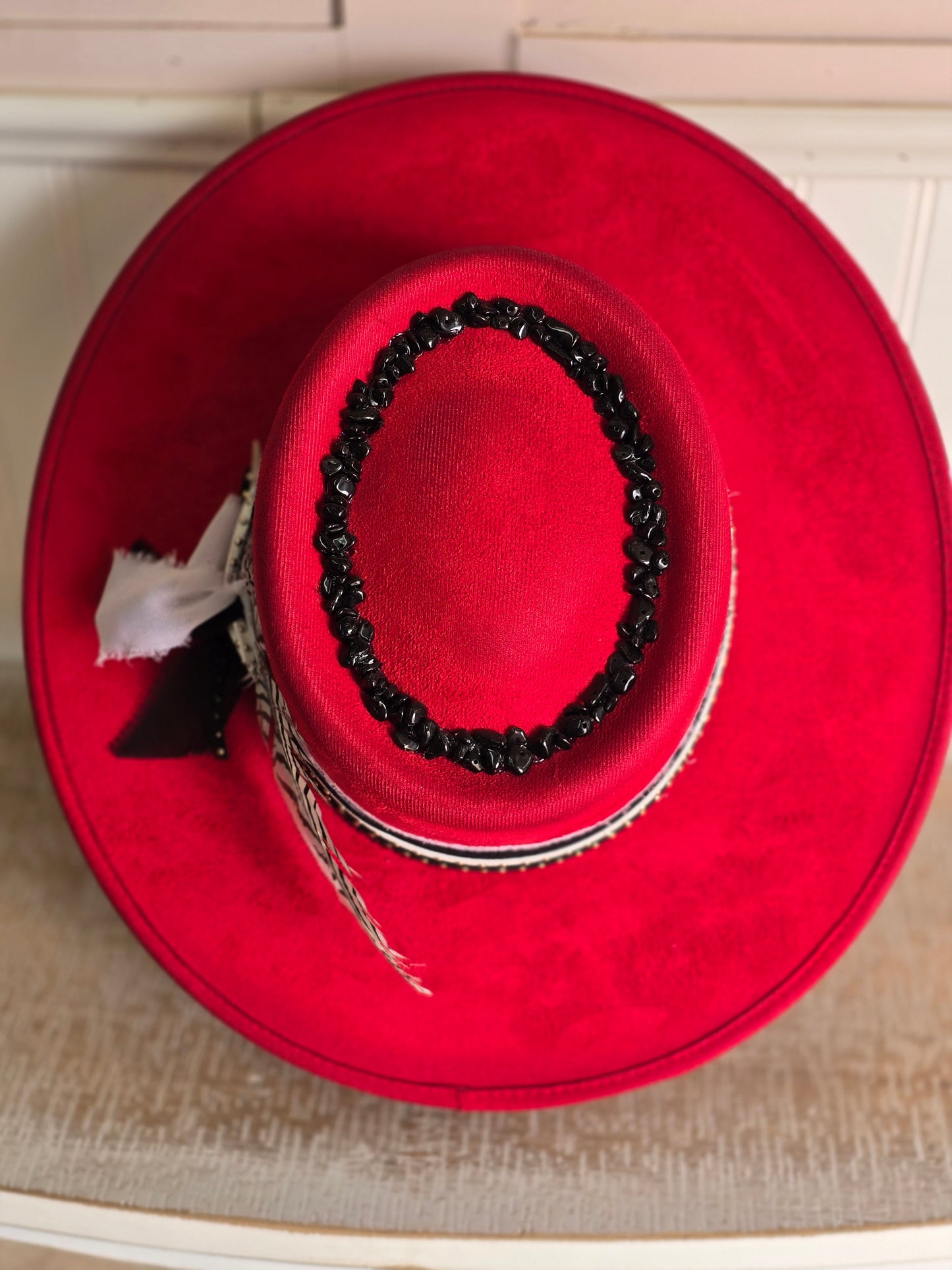 Red & Black Boater
