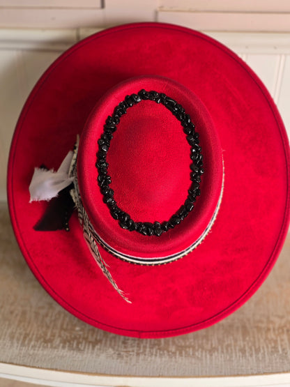 Red & Black Boater