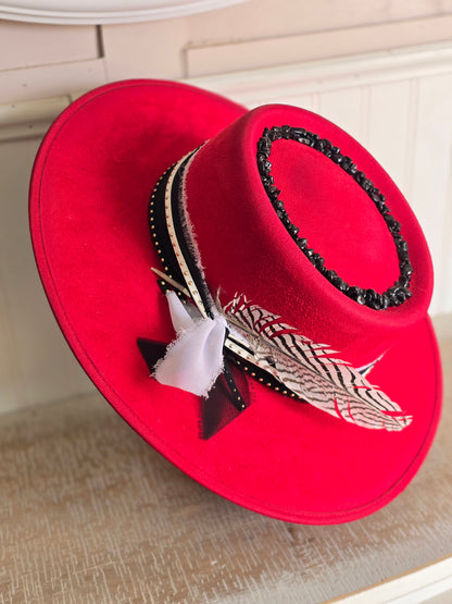 Red & Black Boater