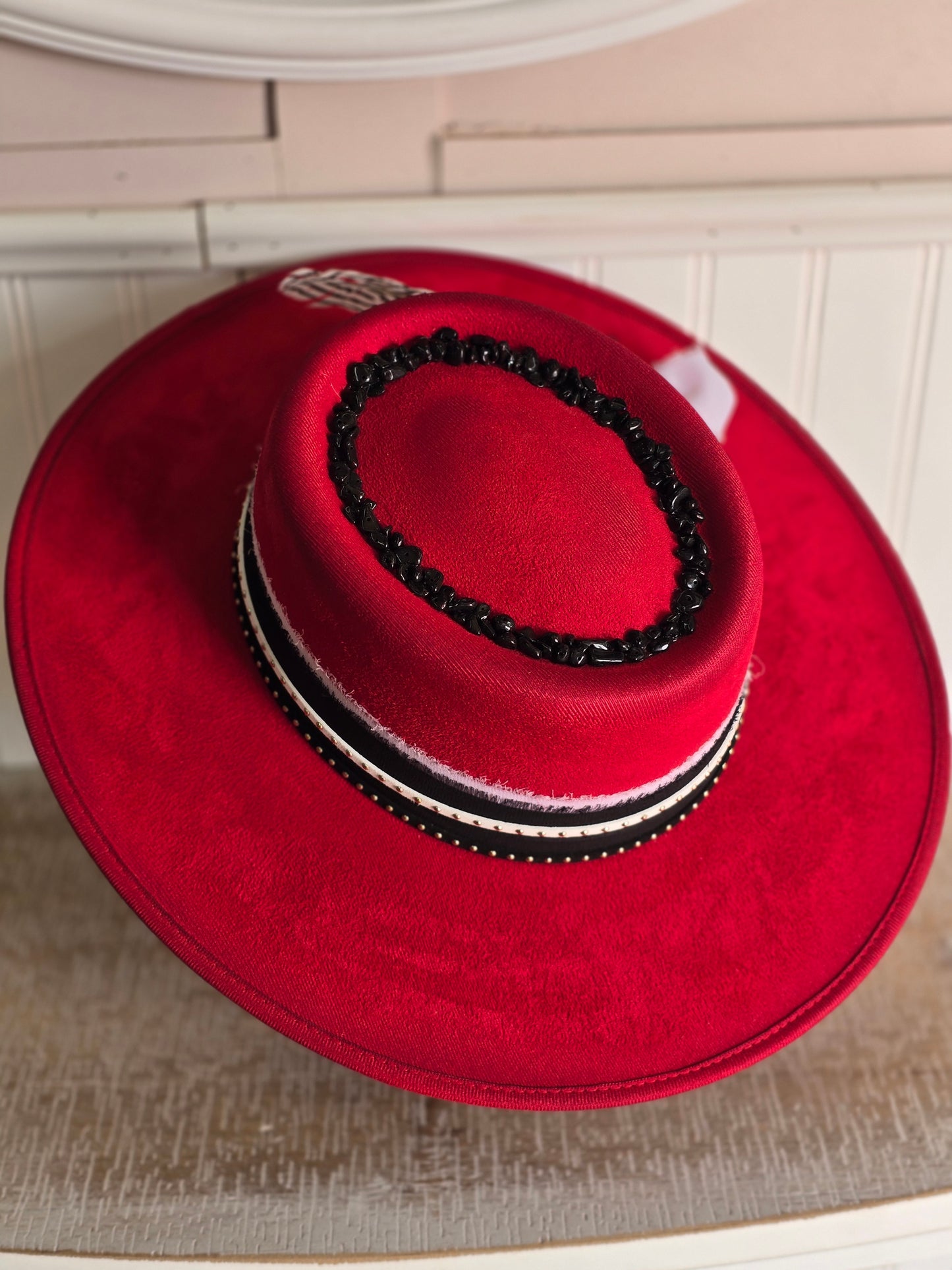 Red & Black Boater