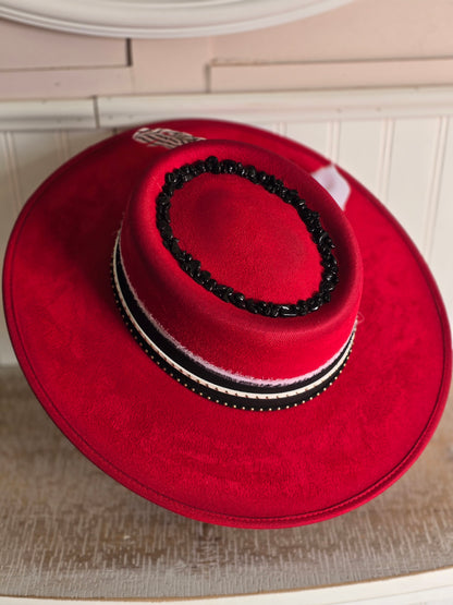 Red & Black Boater