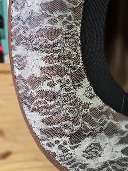 Taupe Lace Brim Cowboy Hat