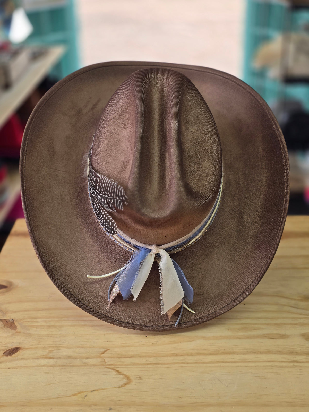 Taupe Lace Brim Cowboy Hat
